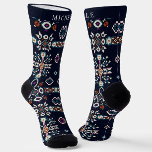 Benutzerdefiniertes Dunkles Navy Blau Rot Weiß Azt Socken