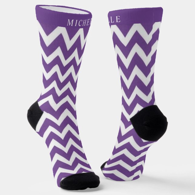 Benutzerdefiniertes dunkles Violett Lila Zickzack  Socken (Gewinkelt)