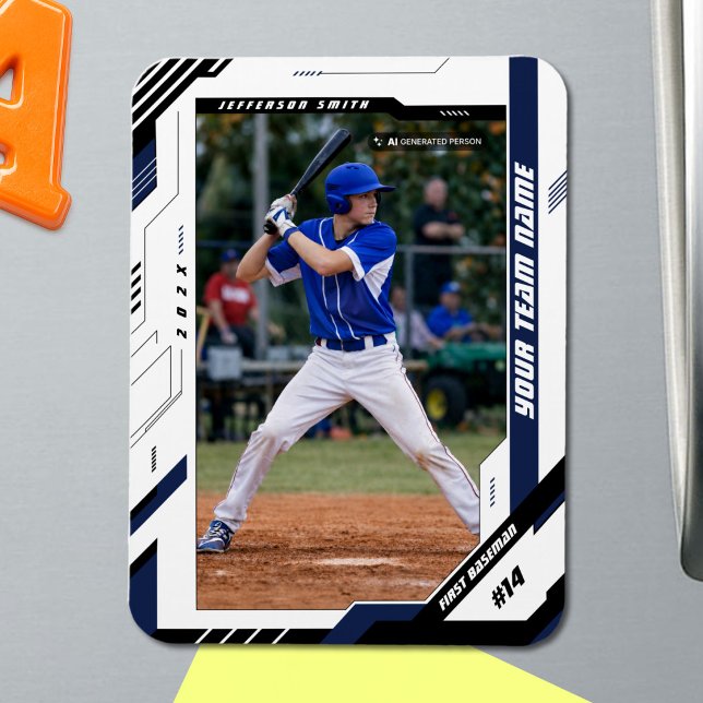 Benutzerdefiniertes dynamisches blaues Baseball-Sp Magnet (Turn Your Favorite Baseball Photo into a One-of-a-Kind Keepsake Magnet)