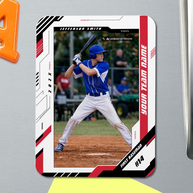 Benutzerdefiniertes dynamisches rotes Baseball-Spi Magnet (Create a Personalized Baseball Photo Magnet They'll Treasure for Years)