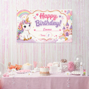 Benutzerdefiniertes Einhorn Alles Gute zum Geburts Banner
