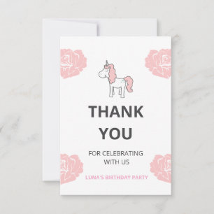 Benutzerdefiniertes Einhorn Süße rosa Geburtstagsf Dankeskarte