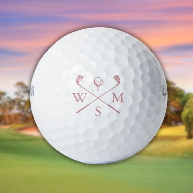 Benutzerdefiniertes elegantes Dusty-Rose Rosa Mono Golfball (Custom Elegant Dusty Rose Pink Monogram Golf Balls)