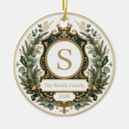 Benutzerdefiniertes elegantes Familiennamensmonogr Keramik Ornament