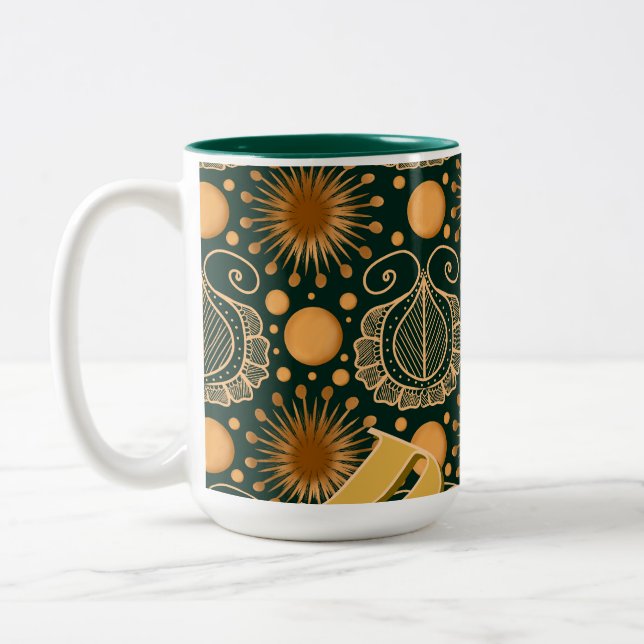 Benutzerdefiniertes elegantes Gold Boho-Ornamentmu Zweifarbige Tasse (Links)