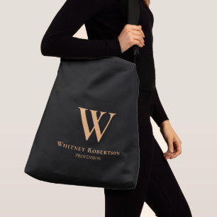 Benutzerdefiniertes elegantes goldenes Monogramm u Tragetaschen Mit Langen Trägern