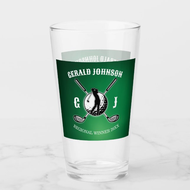 Benutzerdefiniertes elegantes Golf Monogram Design Glas (Vorderseite)