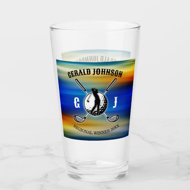 Benutzerdefiniertes elegantes Golf Monogram Design Glas (Vorderseite)