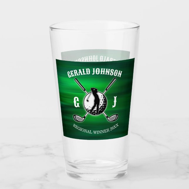 Benutzerdefiniertes elegantes Golf Monogram Design Glas (Vorderseite)