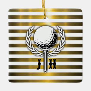 Benutzerdefiniertes elegantes Golf Monogram Design Keramikornament