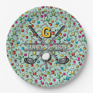 Benutzerdefiniertes elegantes Golf Monogram Design Pappteller