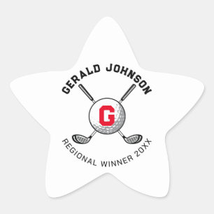 Benutzerdefiniertes elegantes Golf Monogram Design Stern-Aufkleber