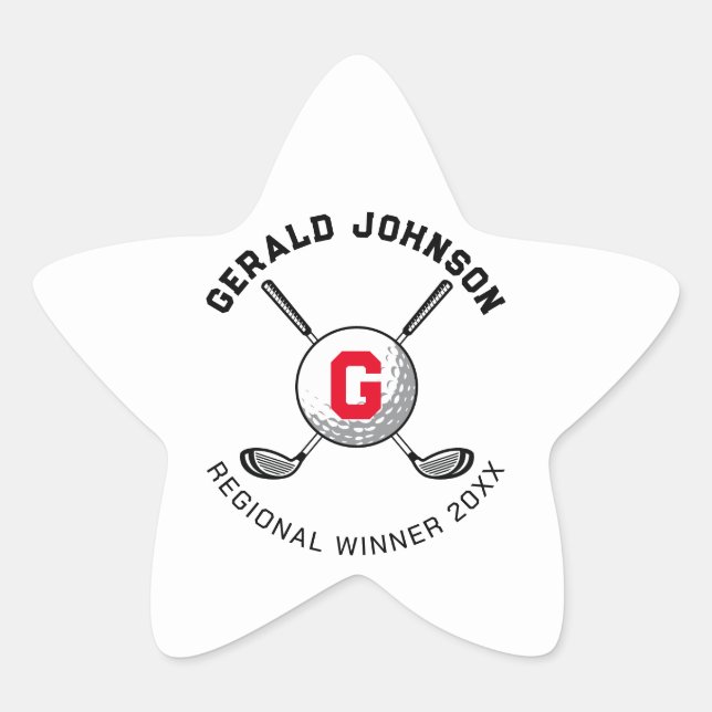 Benutzerdefiniertes elegantes Golf Monogram Design Stern-Aufkleber (Vorderseite)