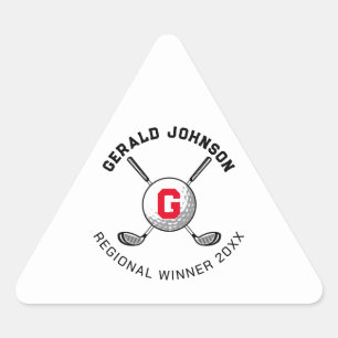 Benutzerdefiniertes elegantes Golf-Monogramm-Desig Dreieckiger Aufkleber