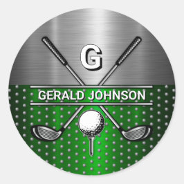 Benutzerdefiniertes elegantes Golf-Monogramm Runder Aufkleber
