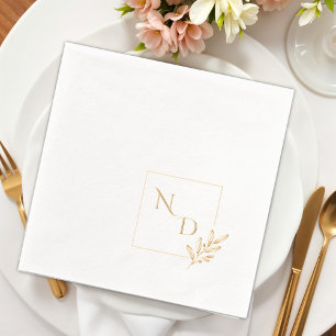 Benutzerdefiniertes elegantes Monogram Square Flor Servietten Mit Folie
