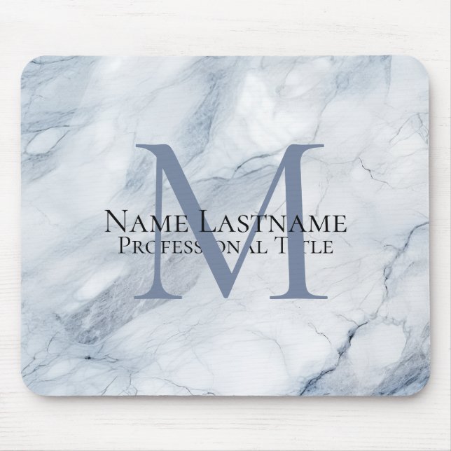Benutzerdefiniertes elegantes Monogramm Hellblauer Mousepad (Vorne)