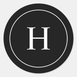 Benutzerdefiniertes elegantes Monogramm in Schwarz Runder Aufkleber