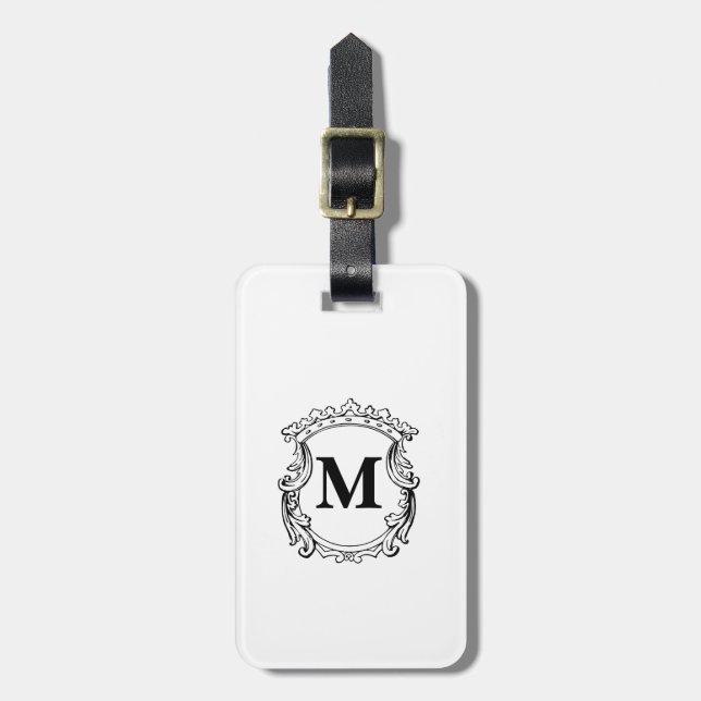 Benutzerdefiniertes elegantes Monogrammwappen Gepäckanhänger (Vorderseite vertikal)