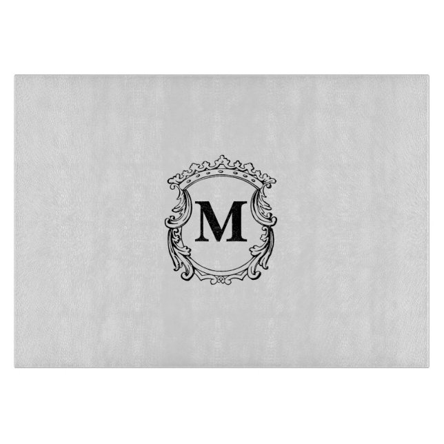 Benutzerdefiniertes elegantes Monogrammwappen Schneidebrett (Vorderseite)