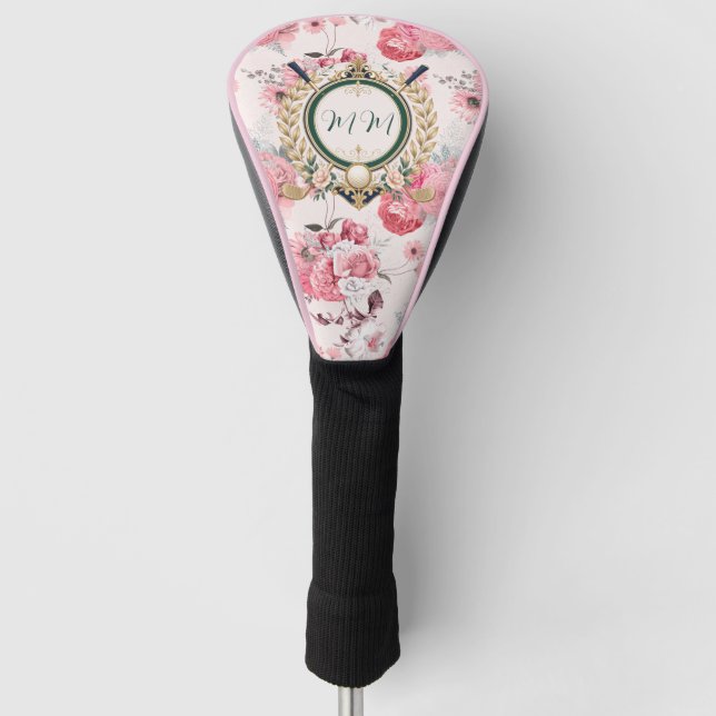 Benutzerdefiniertes Elegantes Rosa Monogramm Golf Headcover (Vorderseite)
