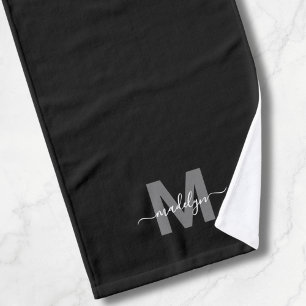 Benutzerdefiniertes elegantes schwarzes Namensmono Handtuch