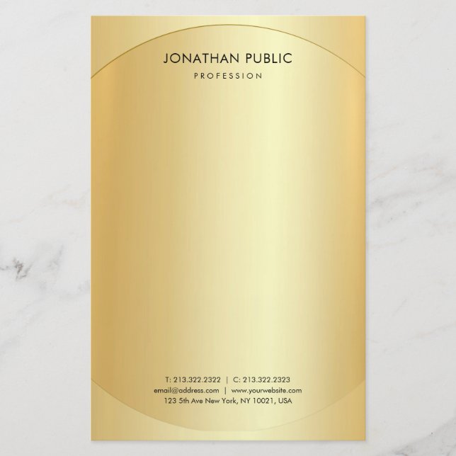 Benutzerdefiniertes elegantes Template Gold Modern Briefpapier (Vorderseite)