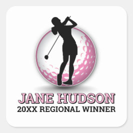 Benutzerdefiniertes elegantes Women Golfer Monogra Quadratischer Aufkleber