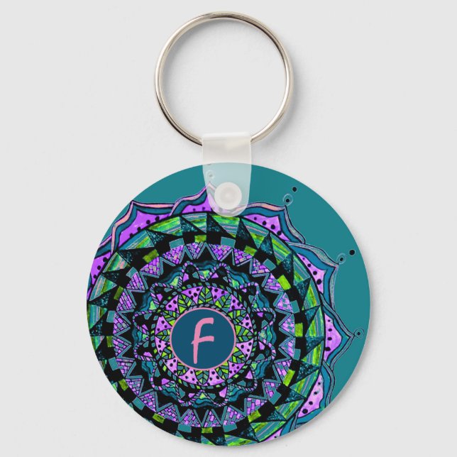 Benutzerdefiniertes erstes Mandala-Design Schlüsselanhänger (Vorderseite)