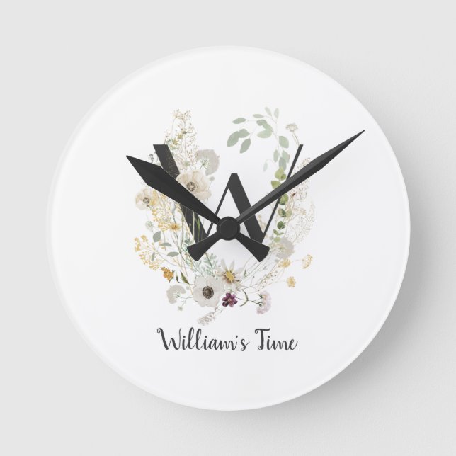 Benutzerdefiniertes erstes W mit weichfarbigen Wil Runde Wanduhr (Vorderseite)