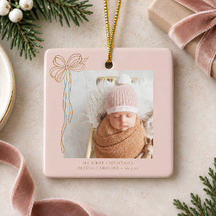 Benutzerdefiniertes erstes Weihnachten des Babys B Keramikornament