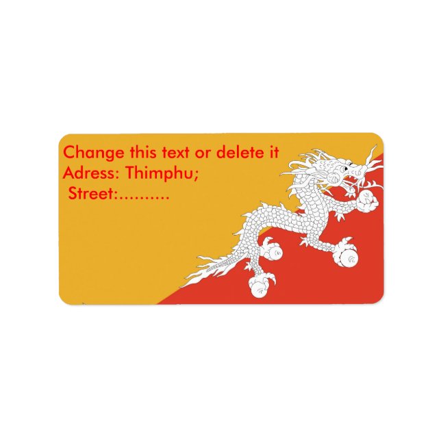 Benutzerdefiniertes Etikett mit der Flagge Bhutans Adressaufkleber (Vorne)