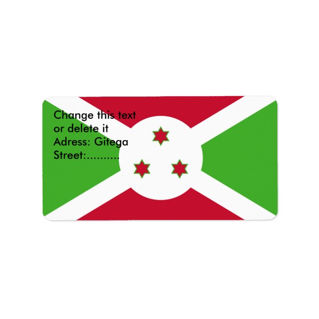Benutzerdefiniertes Etikett mit der Flagge Burundi Adressaufkleber (Vorne)
