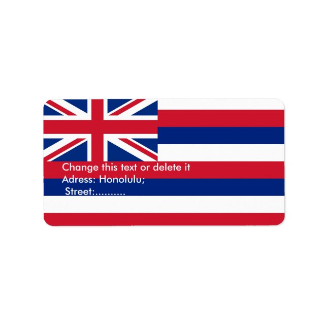 Benutzerdefiniertes Etikett mit Flag von Hawaii, U Adressaufkleber (Vorne)
