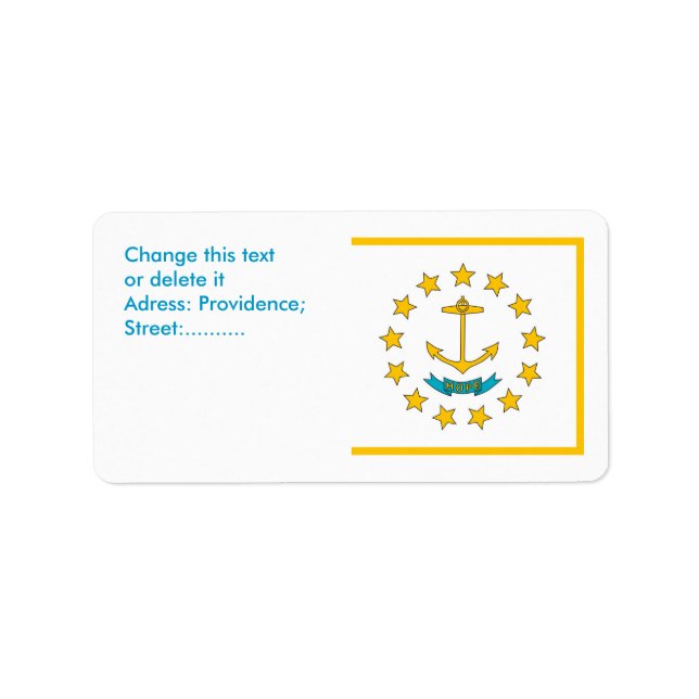 Benutzerdefiniertes Etikett mit Flag von Rhode Isl Adressaufkleber (Vorne)