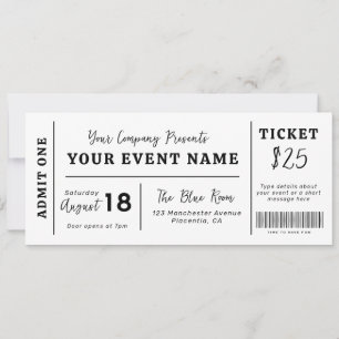 Benutzerdefiniertes Event-Ticket, Konzert-Fake-Tic Einladung