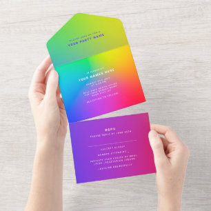 Benutzerdefiniertes Eyecatching Rainbow Modernes E All In One Einladung
