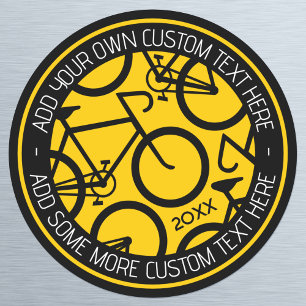 Benutzerdefiniertes Fahrrad Gelb und Schwarz Runder Aufkleber