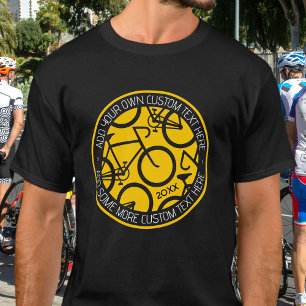 Benutzerdefiniertes Fahrrad Gelb und Schwarz T-Shirt