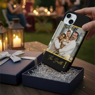 Benutzerdefiniertes Familienfoto Luxus-Schwarz & G iPhone 16 Pro Max Hülle