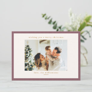 Benutzerdefiniertes Familienfoto Pflaume-Mauve-Gin Feiertagskarte