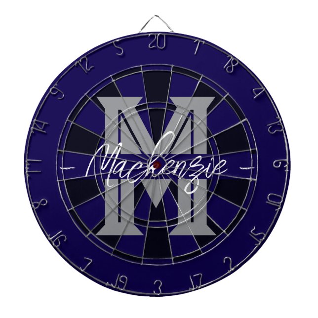 Benutzerdefiniertes Familienname-Monogramm Grau Dartscheibe (vorne)