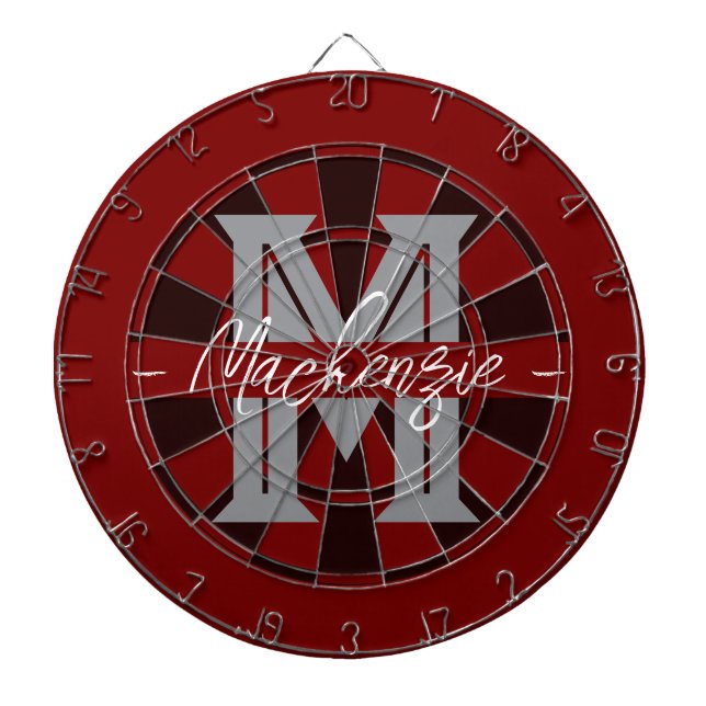 Benutzerdefiniertes Familienname-Monogramm Grau Dartscheibe (vorne)