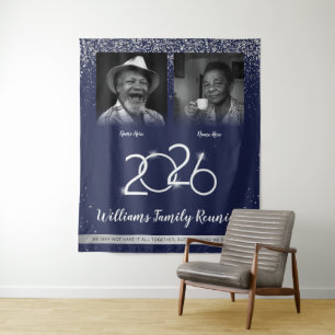 Benutzerdefiniertes Familientreffen-Banner, 2 Foto Wandteppich
