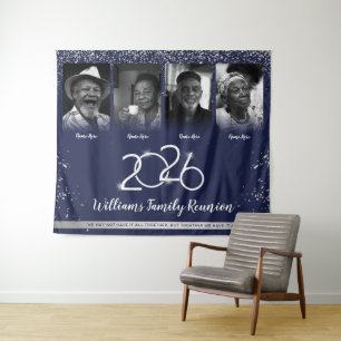 Benutzerdefiniertes Familientreffen-Banner, 4 Foto Wandteppich