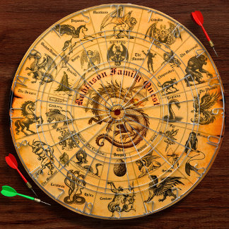 Benutzerdefiniertes Fantasy-Vintage-Familienwappen Dartscheibe