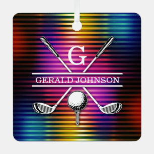 Benutzerdefiniertes farbiges Golf Monogram-Design Ornament Aus Metall