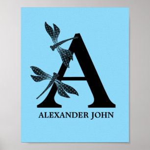 Benutzerdefiniertes farbiges Monogramm Florales Bu Poster
