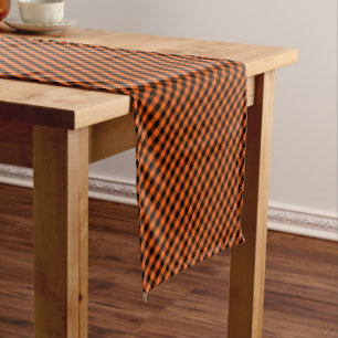 Benutzerdefiniertes Farbschwarz Orange Gingham Kar Kurzer Tischläufer