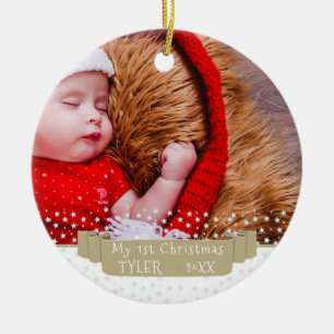 Benutzerdefiniertes festliches Banner Baby`s erste Keramik Ornament